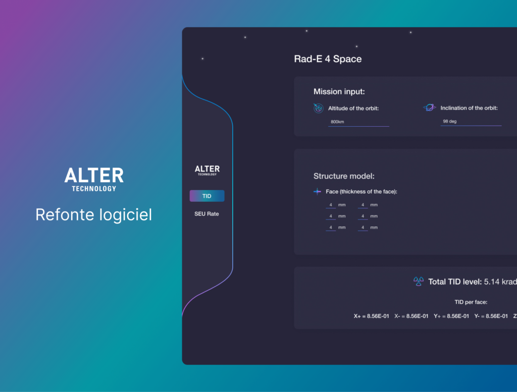 Refonte logiciel Rad-E 4 Space - Alter Technology - Laetitia Digard