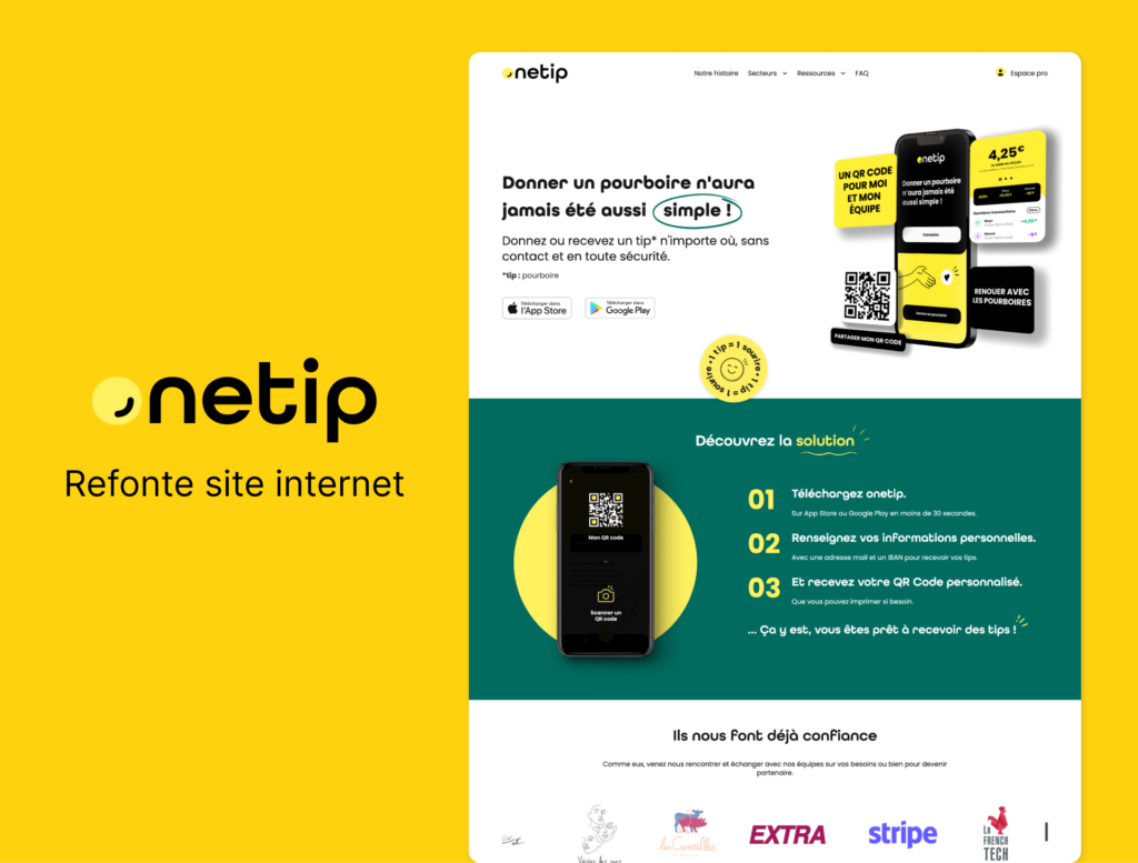 Image de la maquette graphique avec le logo de onetip - Refonte site internet - onetip - Laetitia Digard
