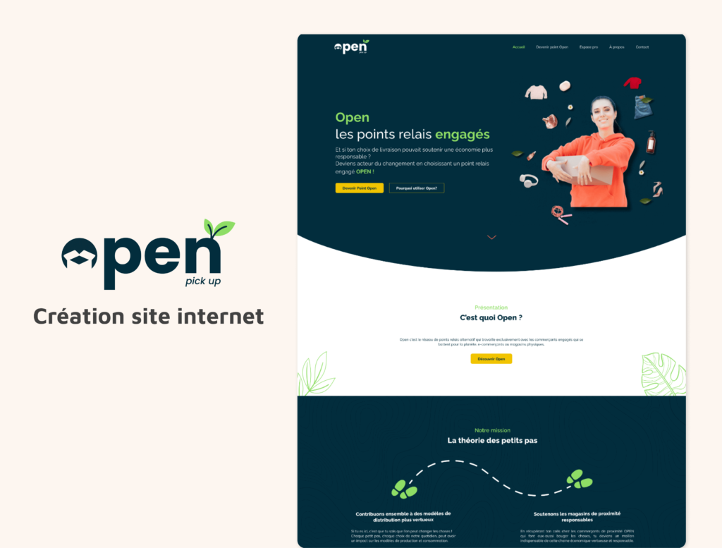 Image de la maquette graphique avec le logo de open pickup - Refonte site internet - open pickup - Laetitia Digard